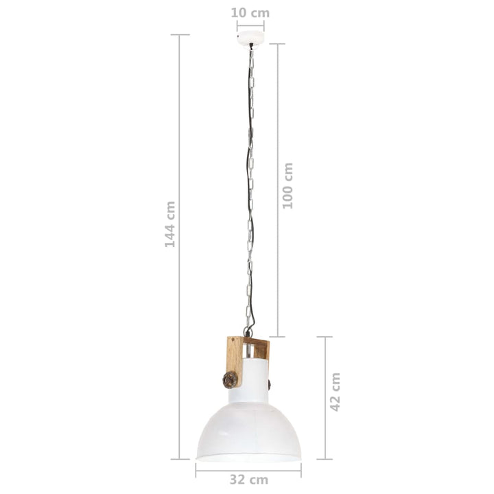 Hanglamp industrieel rond 25 W E27 32 cm mangohout wit