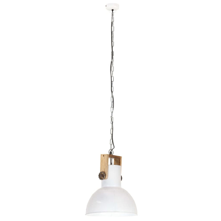 Hanglamp industrieel rond 25 W E27 32 cm mangohout wit
