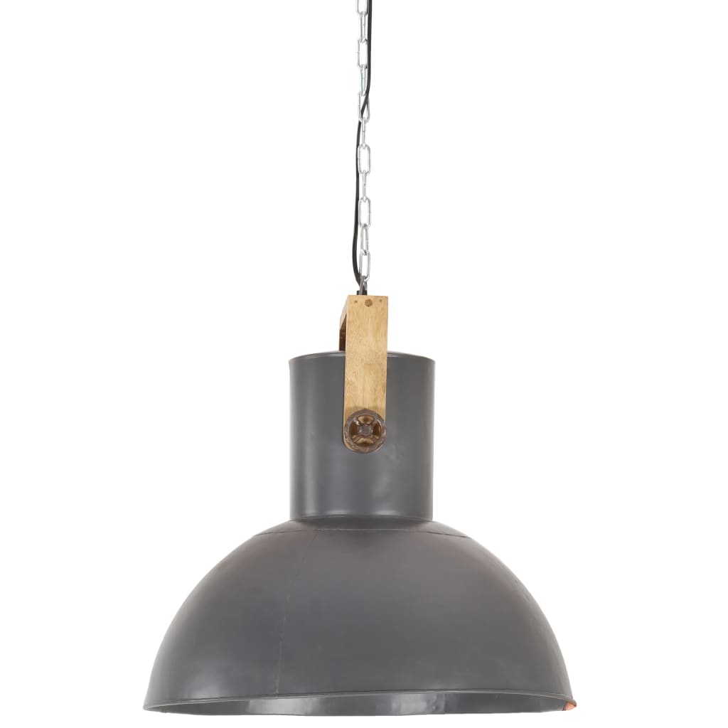 Hanglamp industrieel rond 25 W E27 52 cm mangohout grijs