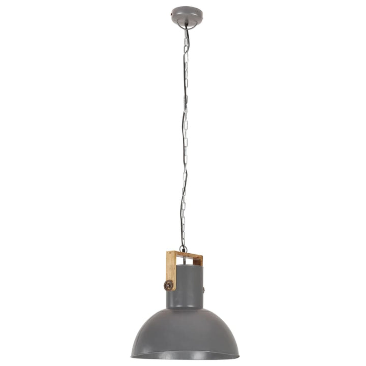 Hanglamp industrieel rond 25 W E27 52 cm mangohout grijs