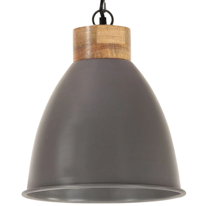 Hanglamp industrieel E27 35 cm ijzer en massief hout grijs