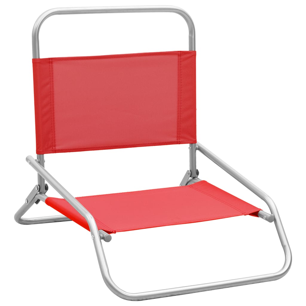 Strandstoelen 2 st inklapbaar stof rood