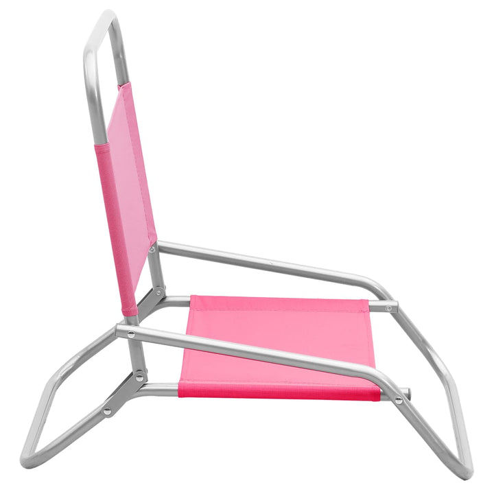 Strandstoelen 2 st inklapbaar stof roze