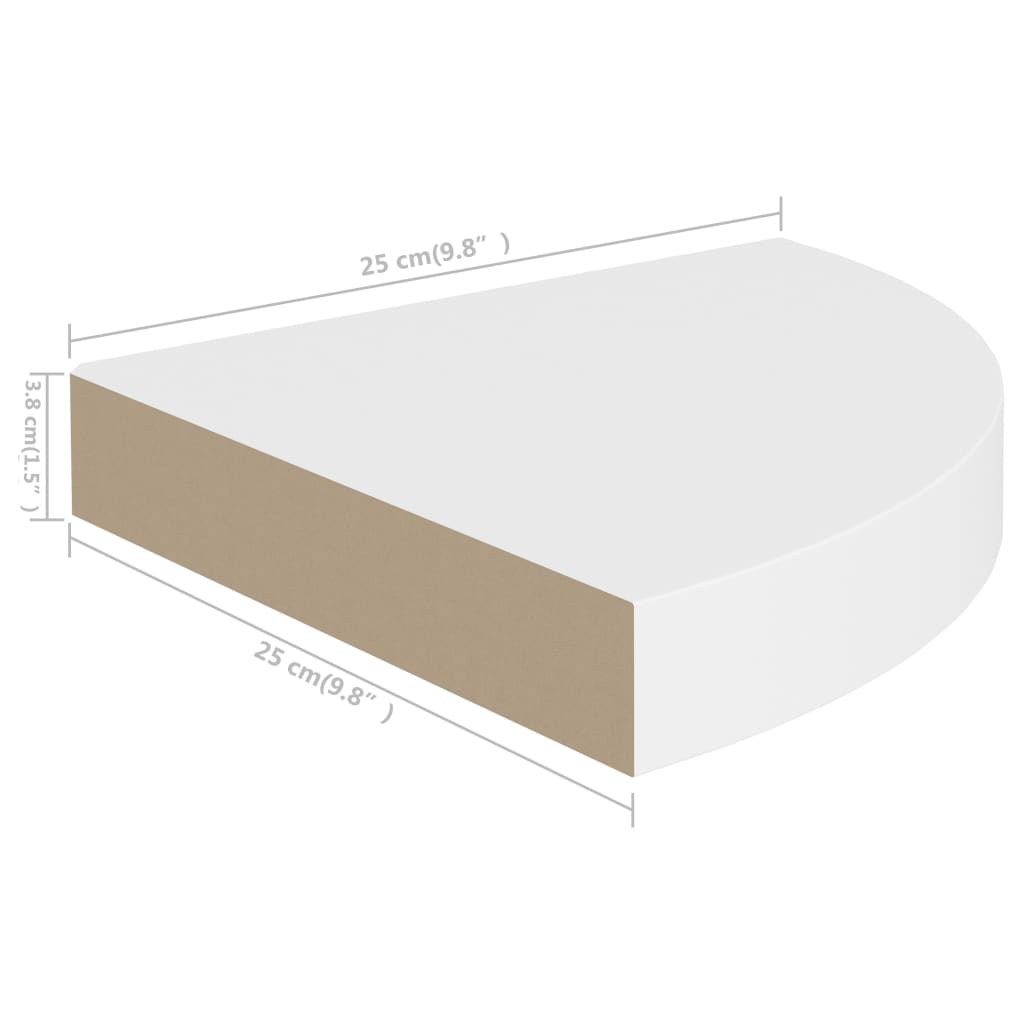 Hoekschap zwevend 25x25x3,8 cm MDF wit