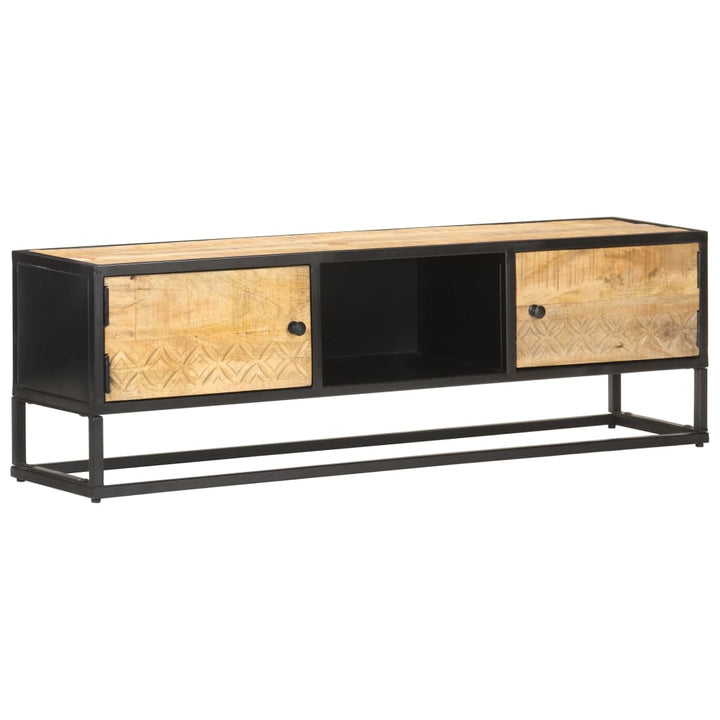 Tv-meubel met bewerkte deur 130x30x40 cm ruw mangohout