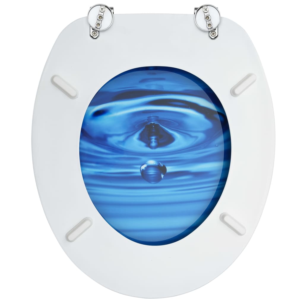 Toiletbrillen met deksel 2 st waterdruppel MDF blauw
