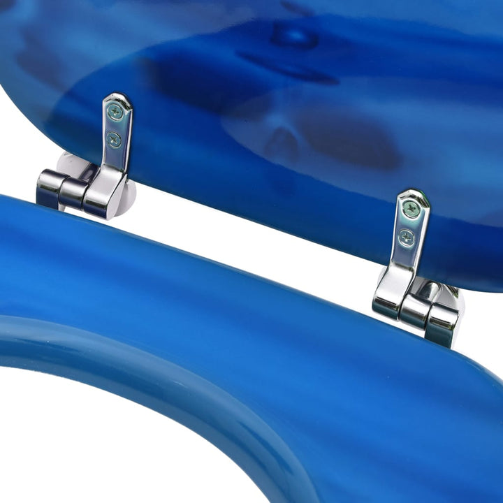 Toiletbrillen met deksel 2 st waterdruppel MDF blauw