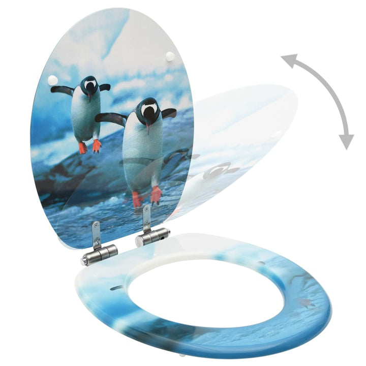 Toiletbrillen met soft-close deksel 2 st pinguïn MDF