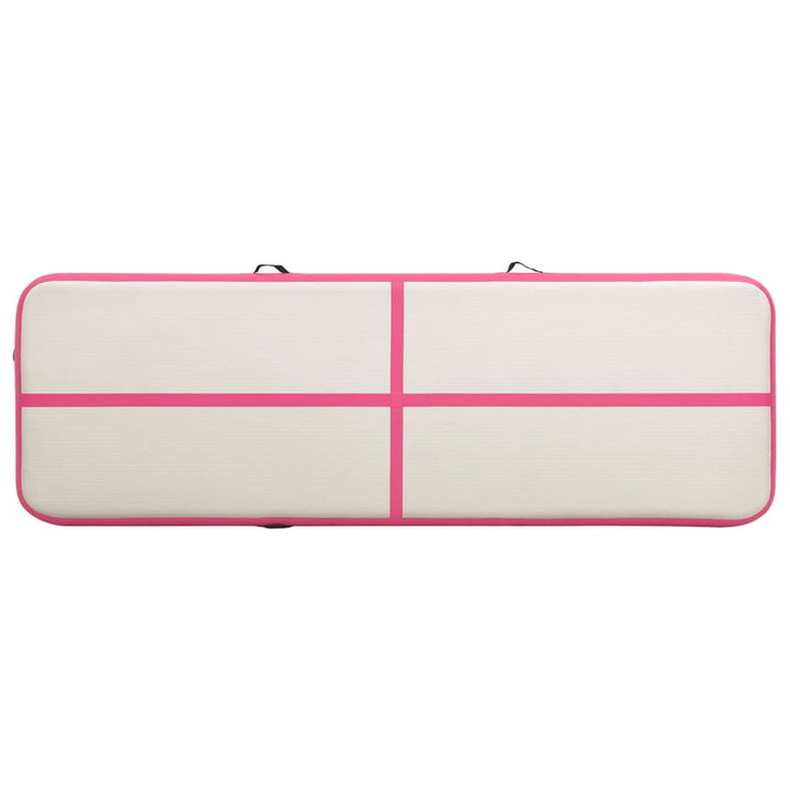 Gymnastiekmat met pomp opblaasbaar 300x100x15 cm PVC roze