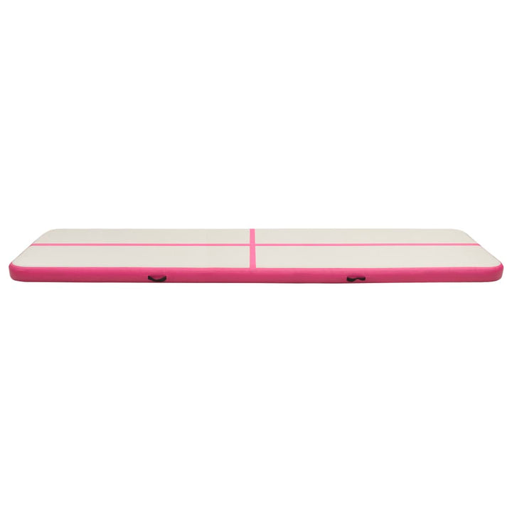 Gymnastiekmat met pomp opblaasbaar 700x100x15 cm PVC roze