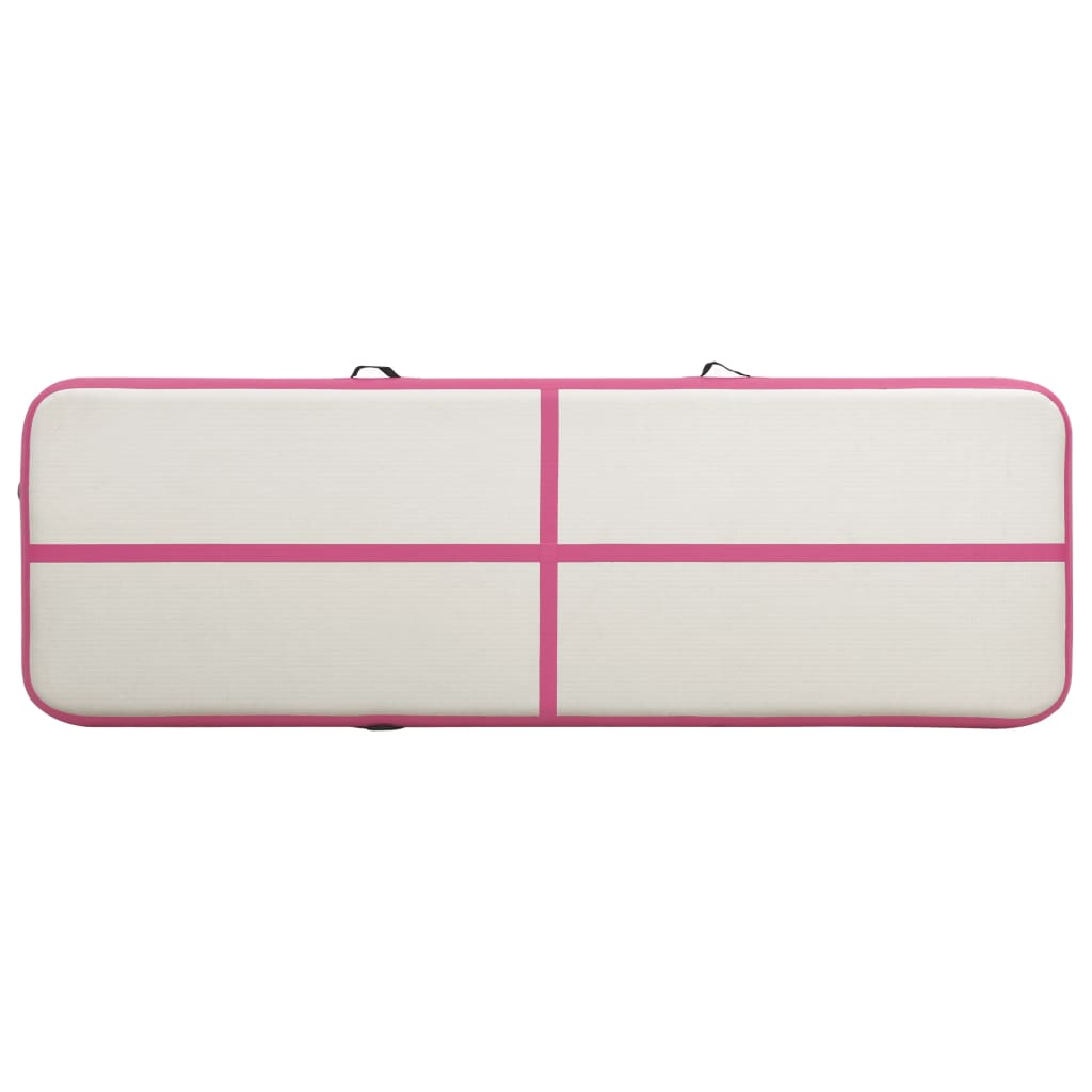 Gymnastiekmat met pomp opblaasbaar 400x100x20 cm PVC roze