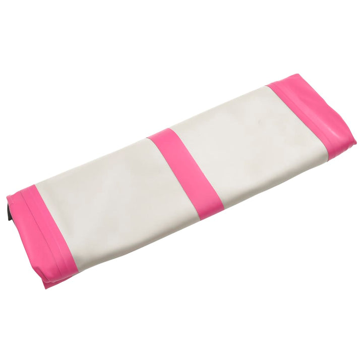 Gymnastiekmat met pomp opblaasbaar 600x100x20 cm PVC roze