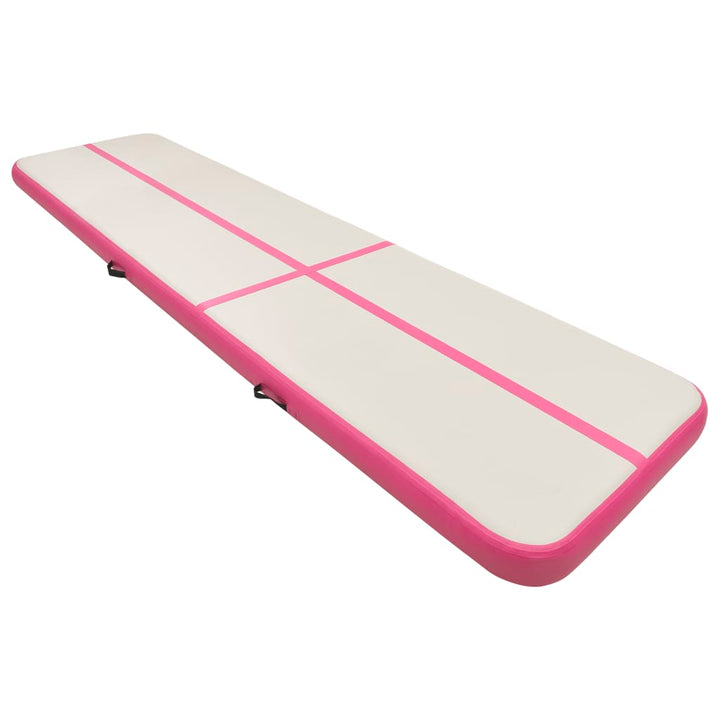 Gymnastiekmat met pomp opblaasbaar 800x100x20 cm PVC roze