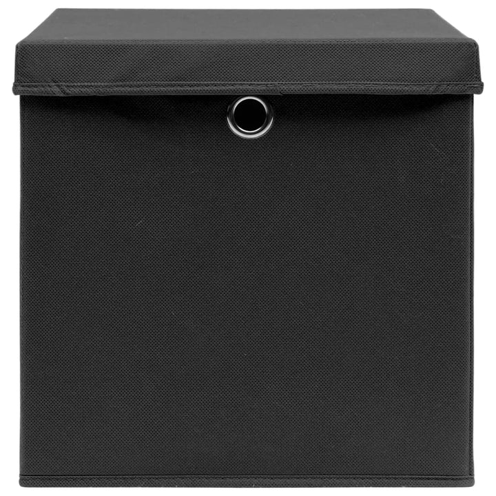 Opbergboxen met deksels 4 st 28x28x28 cm zwart