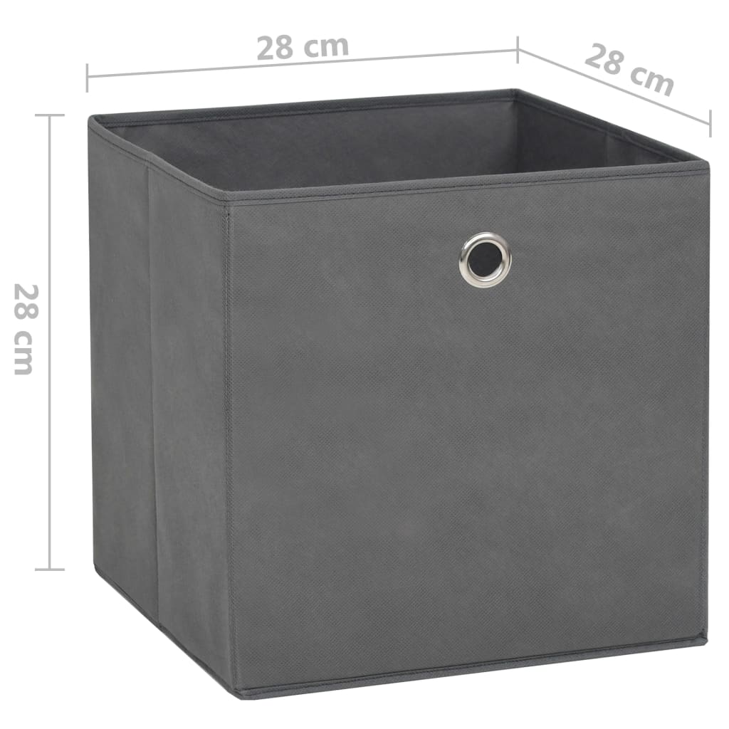 Opbergboxen 4 st 28x28x28 cm nonwoven stof grijs