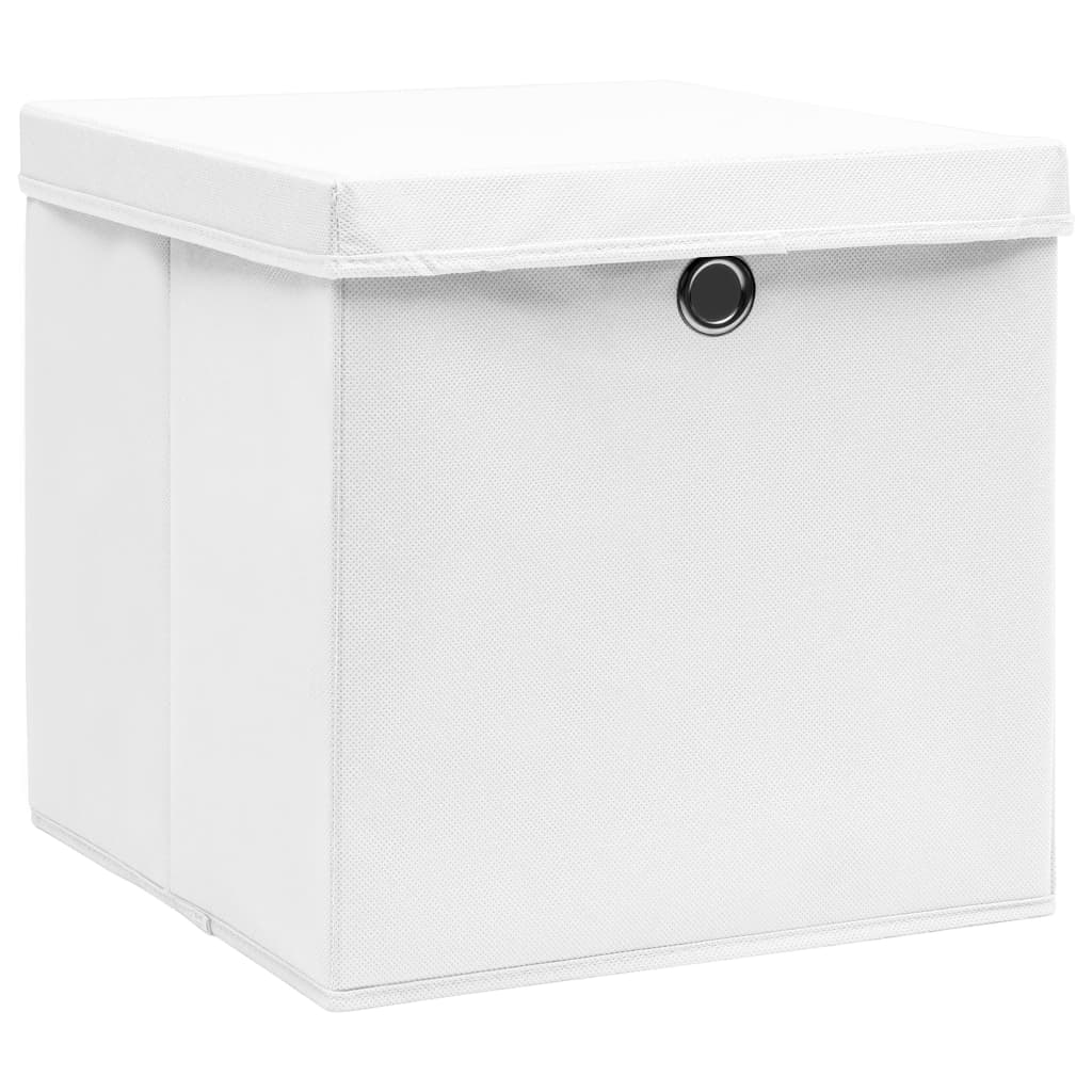 Opbergboxen met deksels 4 st 28x28x28 cm wit