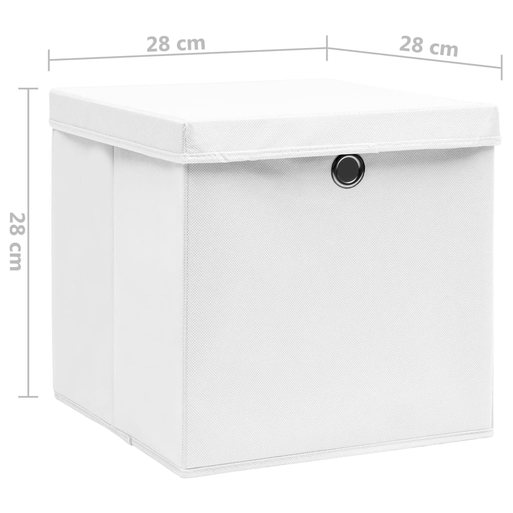 Opbergboxen met deksels 4 st 28x28x28 cm wit