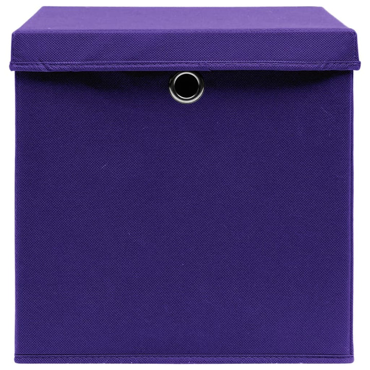 Opbergboxen met deksels 10 st 28x28x28 cm paars