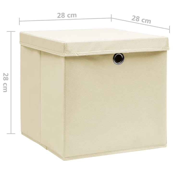Opbergboxen met deksels 10 st 28x28x28 cm crème