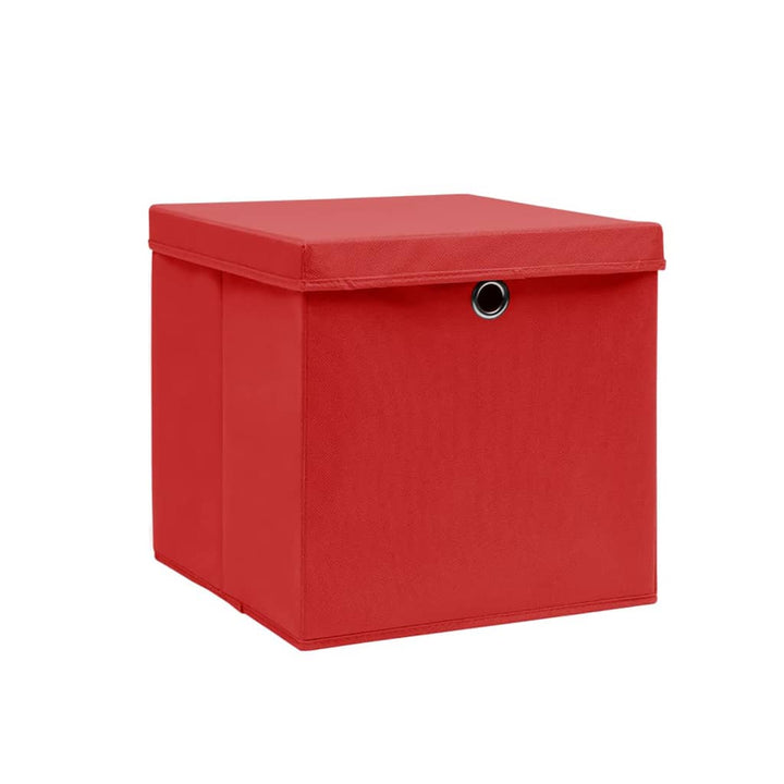 Opbergboxen met deksels 10 st 28x28x28 cm rood