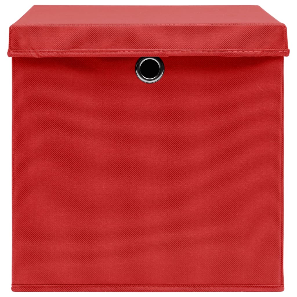 Opbergboxen met deksels 10 st 28x28x28 cm rood