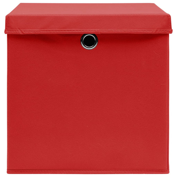 Opbergboxen met deksels 10 st 28x28x28 cm rood