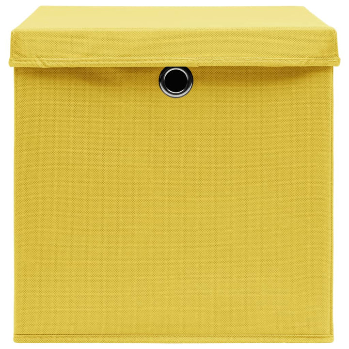 Opbergboxen met deksel 4 st 28x28x28 cm geel