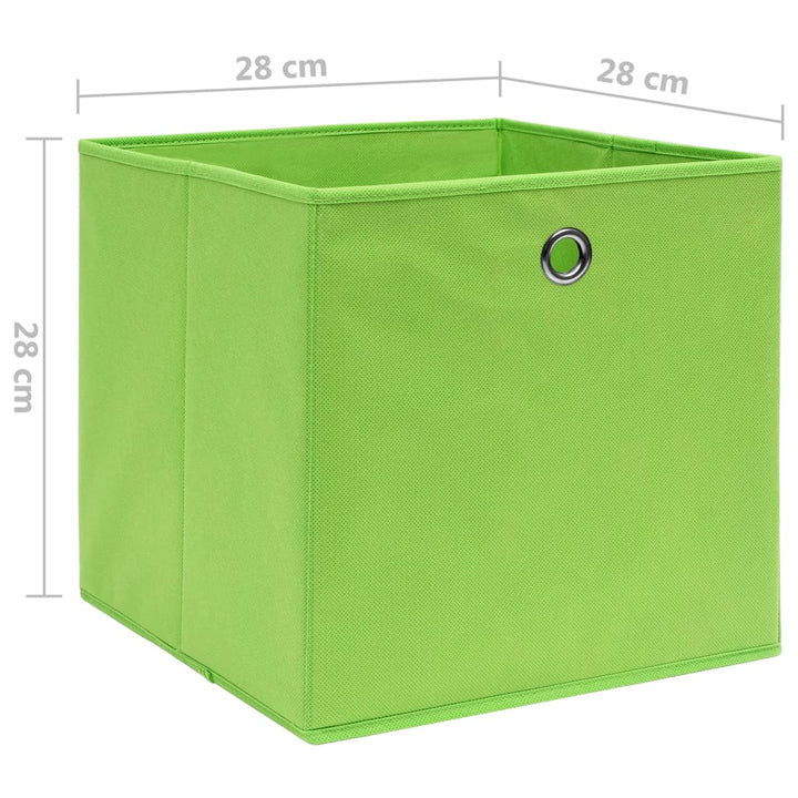Opbergboxen 4 st 28x28x28 cm nonwoven stof groen