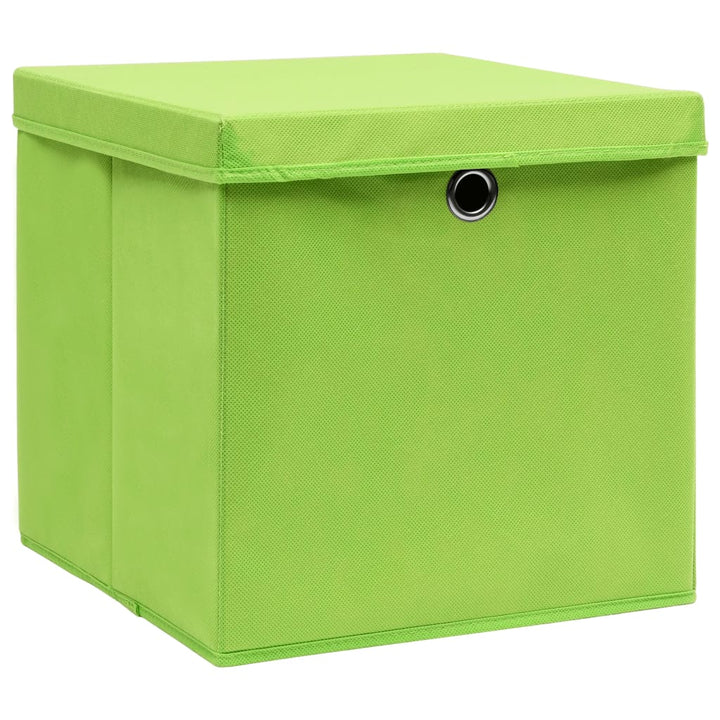 Opbergboxen met deksel 4 st 28x28x28 cm groen
