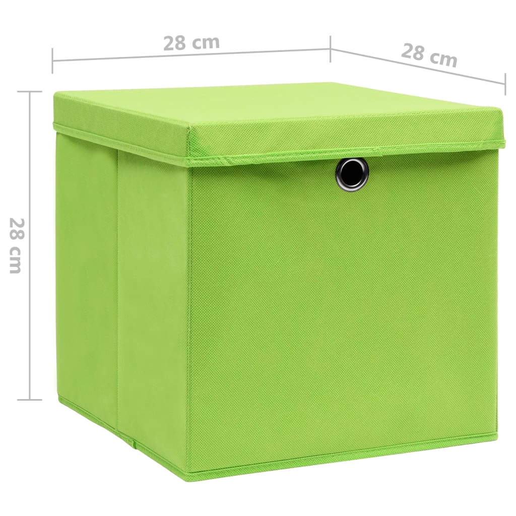 Opbergboxen met deksel 4 st 28x28x28 cm groen