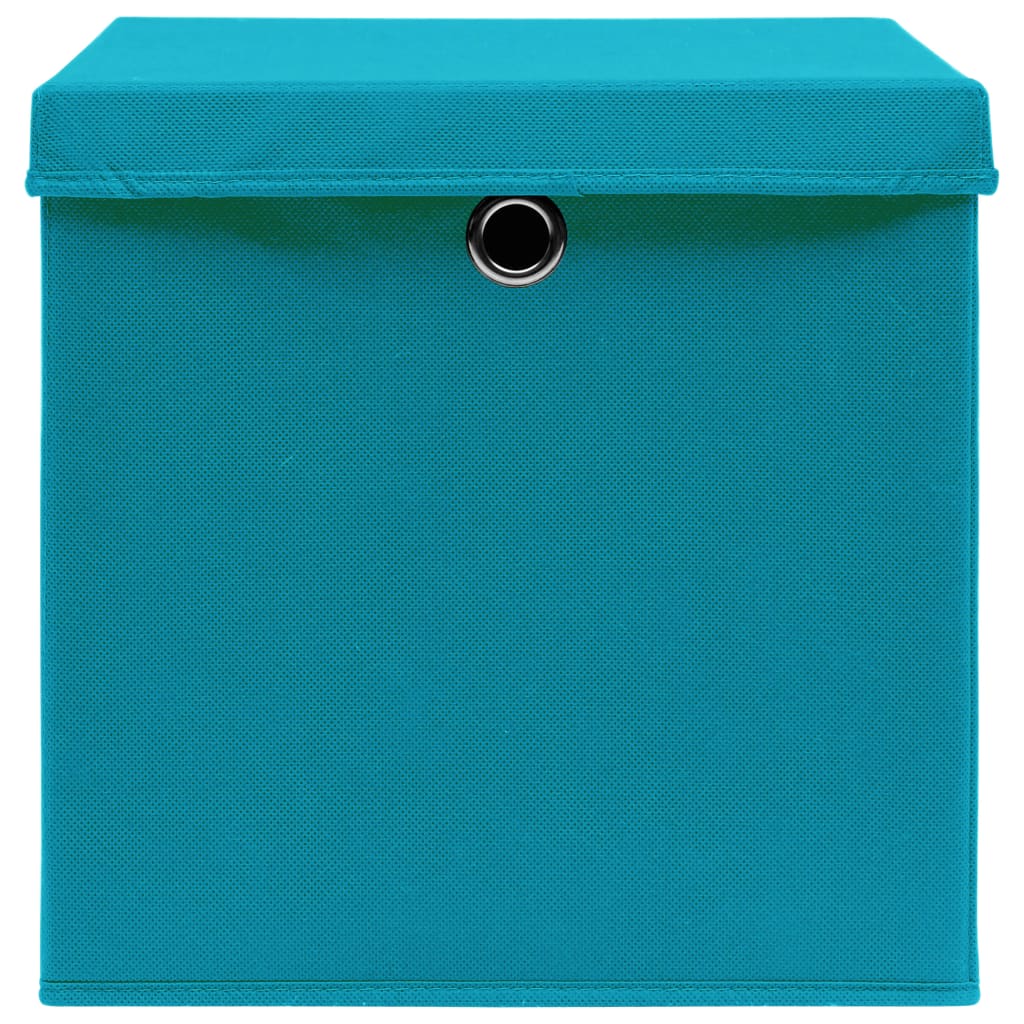 Opbergboxen met deksels 4 st 28x28x28 cm babyblauw