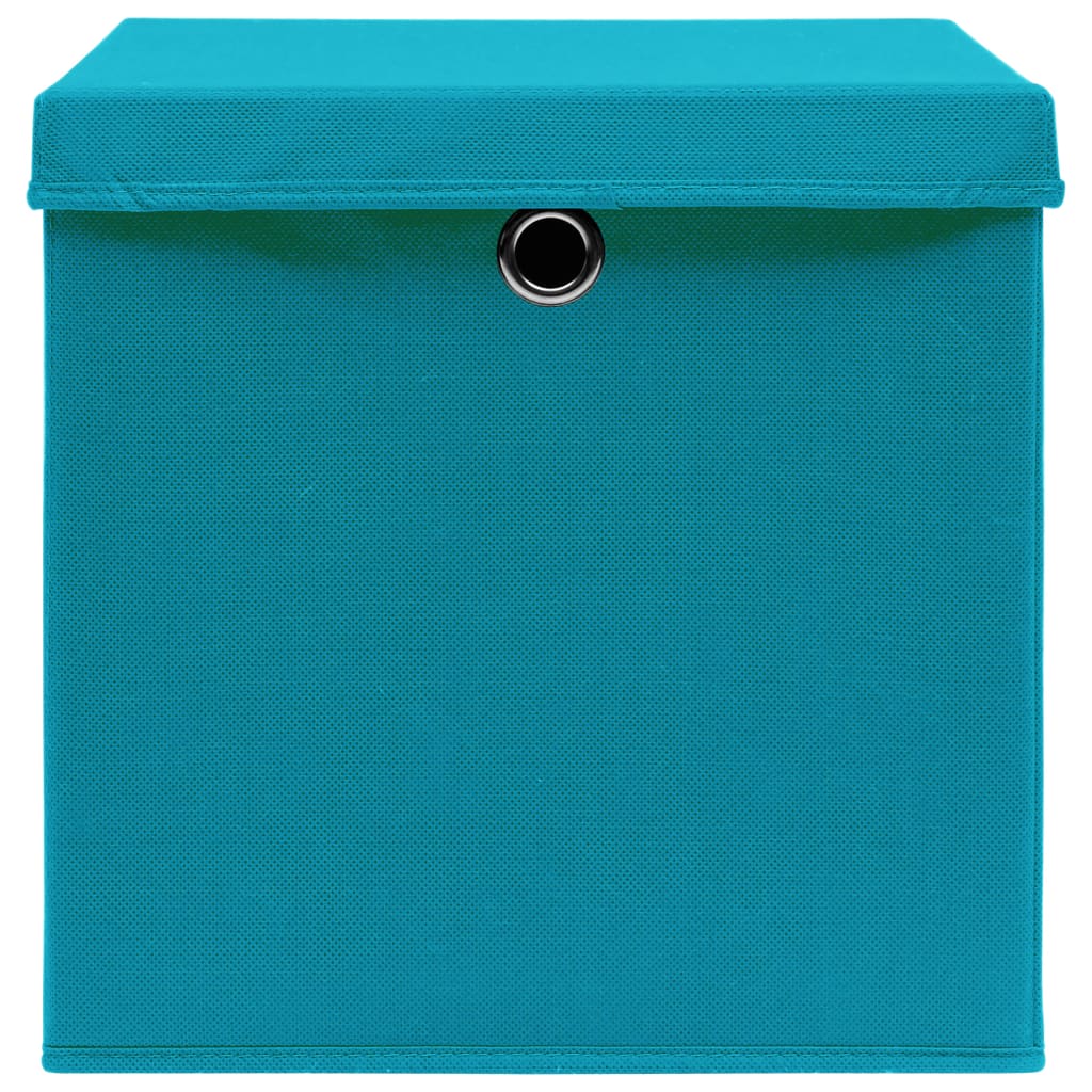 Opbergboxen met deksels 10 st 28x28x28 cm babyblauw