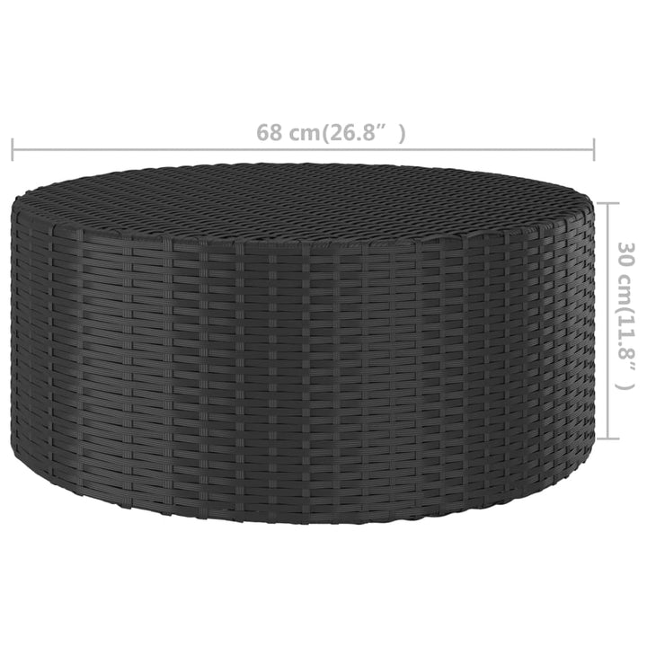 Theetafel 68x68x30 cm poly rattan zwart