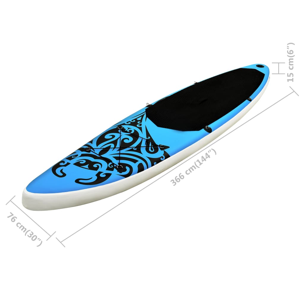 Stand Up Paddleboardset opblaasbaar 366x76x15 cm blauw