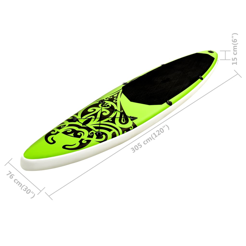 Stand Up Paddleboardset opblaasbaar 305x76x15 cm groen