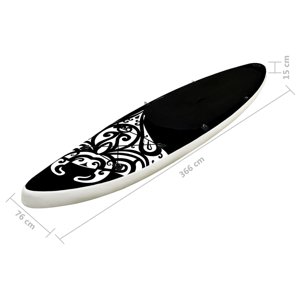 Stand Up Paddleboardset opblaasbaar 366x76x15 cm zwart