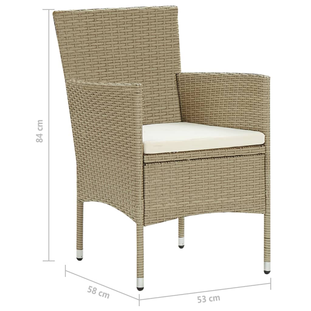 Tuinstoelen 2 st poly rattan beige