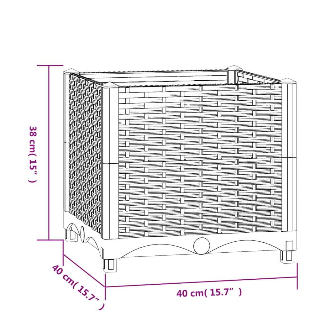 Plantenbak verhoogd 40x40x38 cm polypropyleen