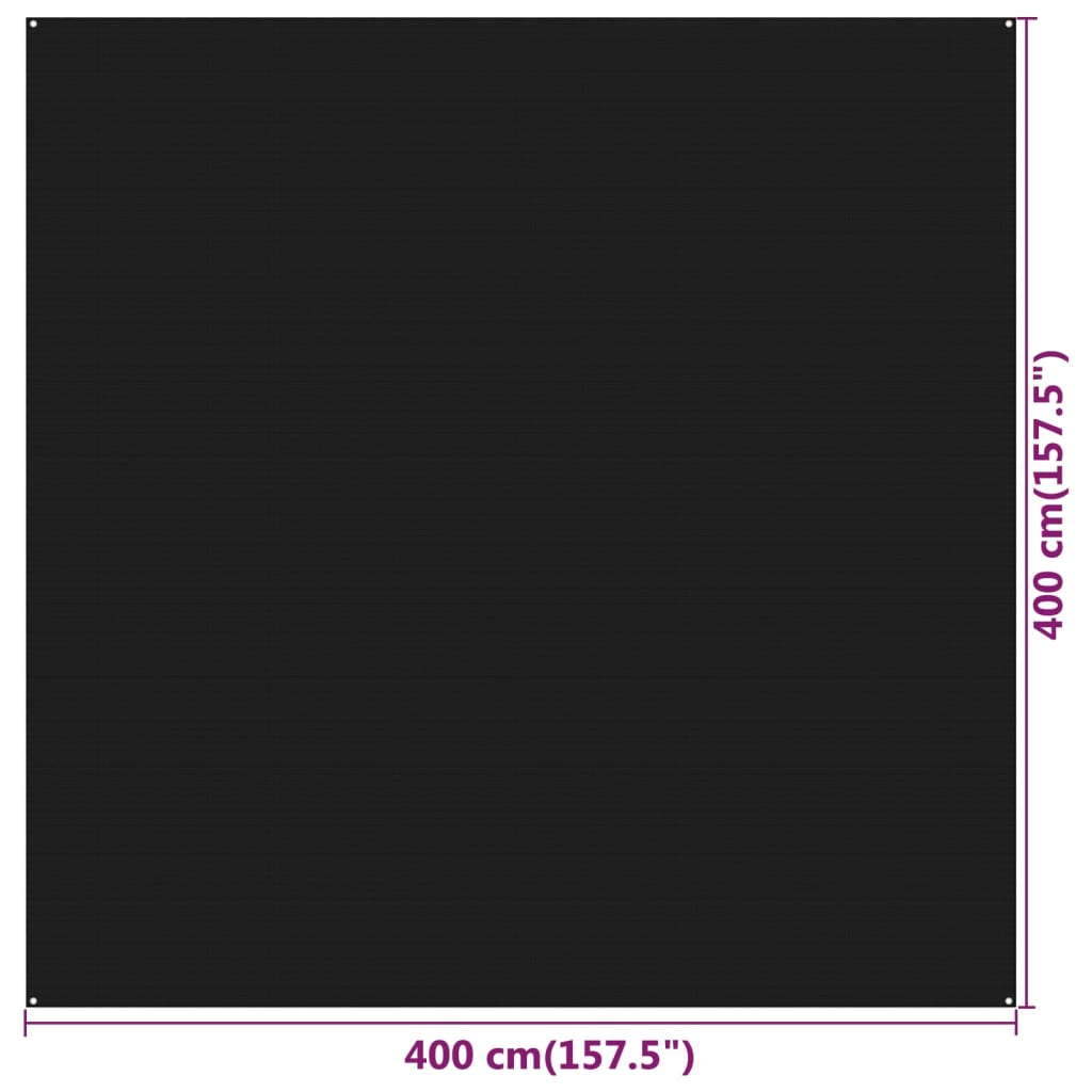 Tenttapijt 400x400 cm HDPE zwart