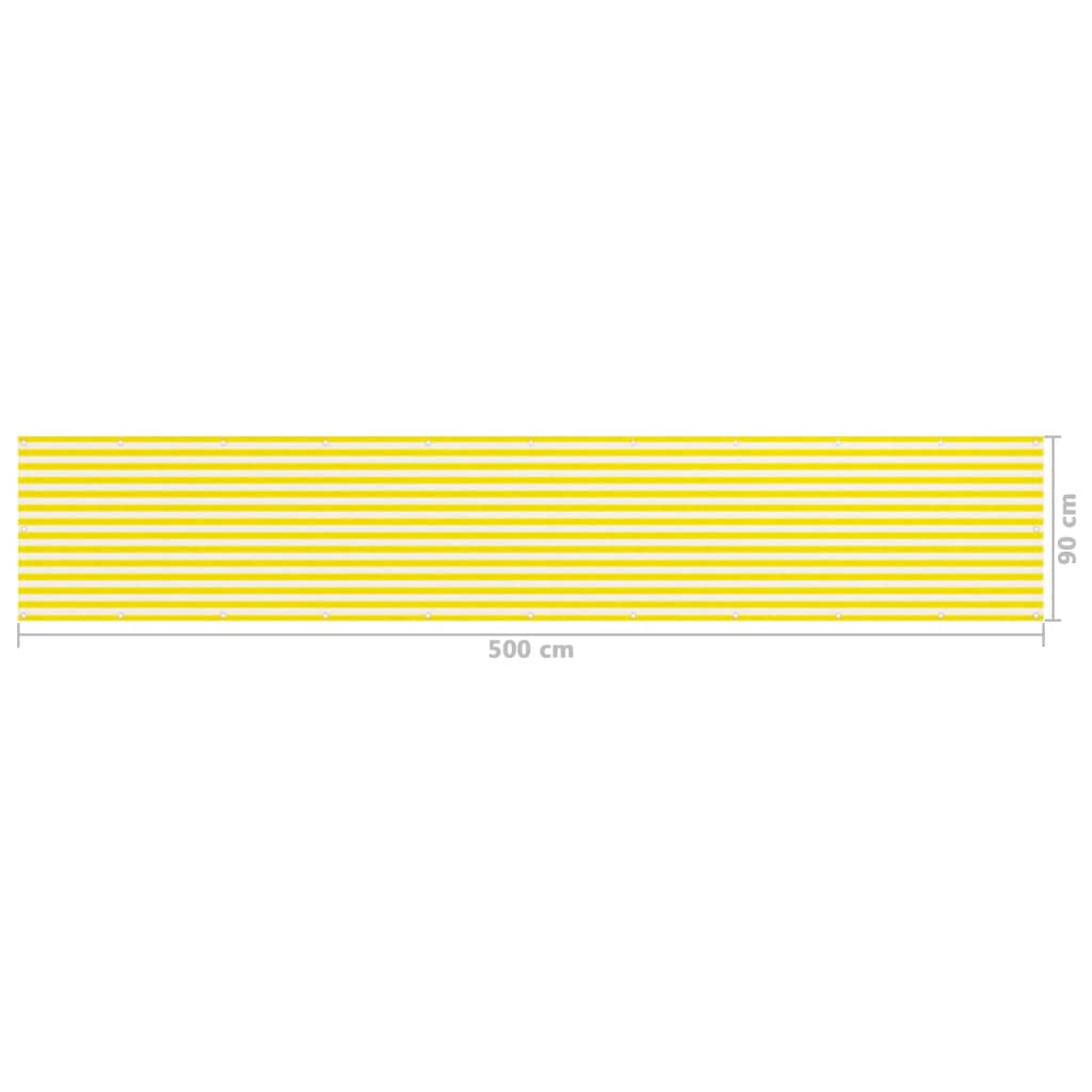 Balkonscherm 90x500 cm HDPE geel en wit
