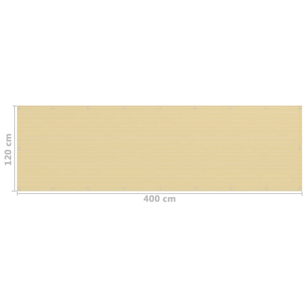 Balkonscherm 120x400 cm HDPE beige