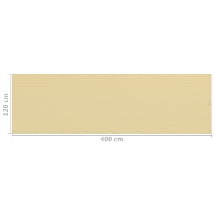 Balkonscherm 120x400 cm HDPE beige