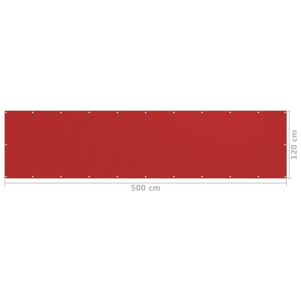 Balkonscherm 120x500 cm HDPE rood