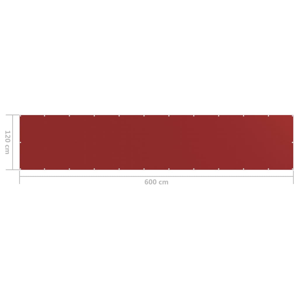 Balkonscherm 120x600 cm HDPE rood