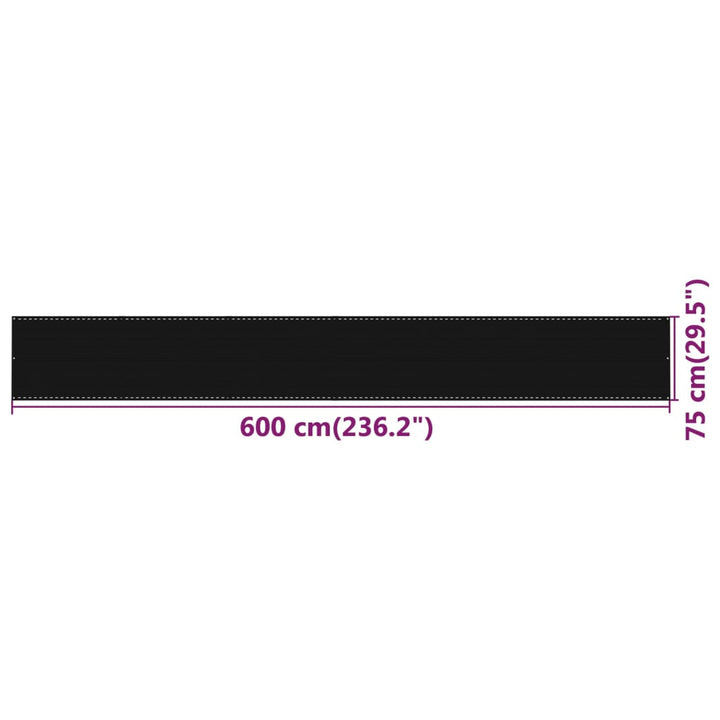 Balkonscherm 75x600 cm HDPE zwart
