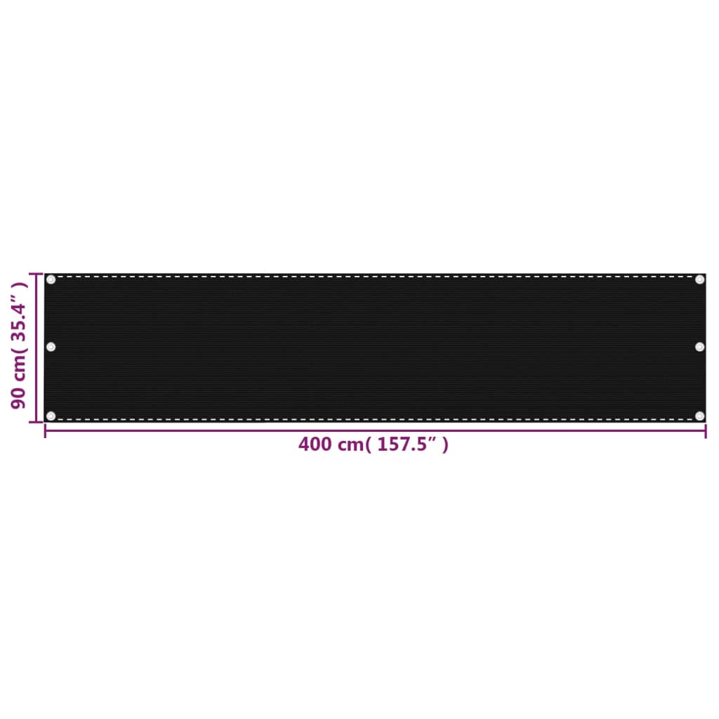 Balkonscherm 90x400 cm HDPE zwart