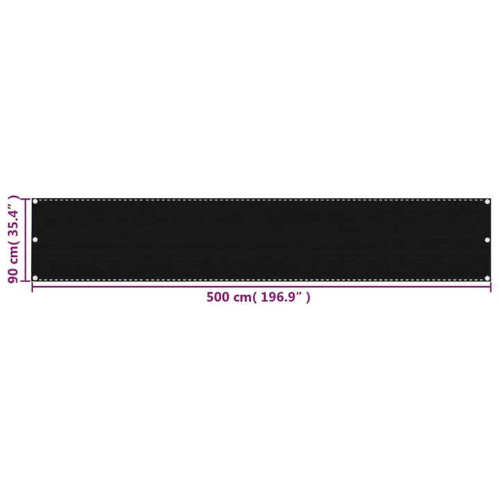 Balkonscherm 90x500 cm HDPE zwart