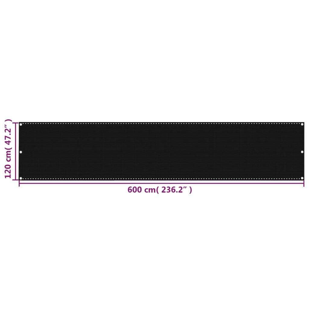 Balkonscherm 120x600 cm HDPE zwart