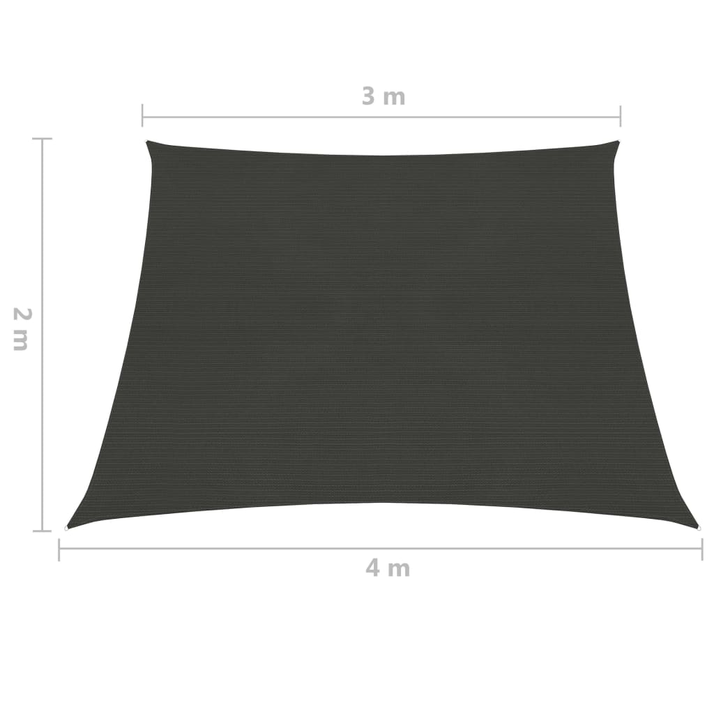 Zonnezeil 160 g/m² 3/4x2 m HDPE antracietkleurig