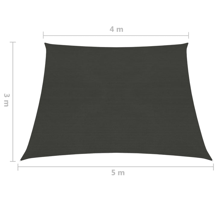 Zonnezeil 160 g/m² 4/5x3 m HDPE antracietkleurig